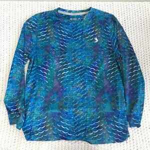 REEF DRYFIT SUN SHIRT, BOYS SIZE 10-12 BLUE TEAL AND PURPLE